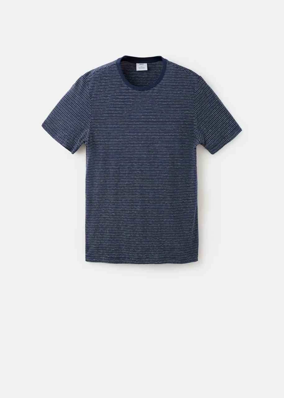 MANGO STRIPED SLIM-FIT LINEN T-SHIRT