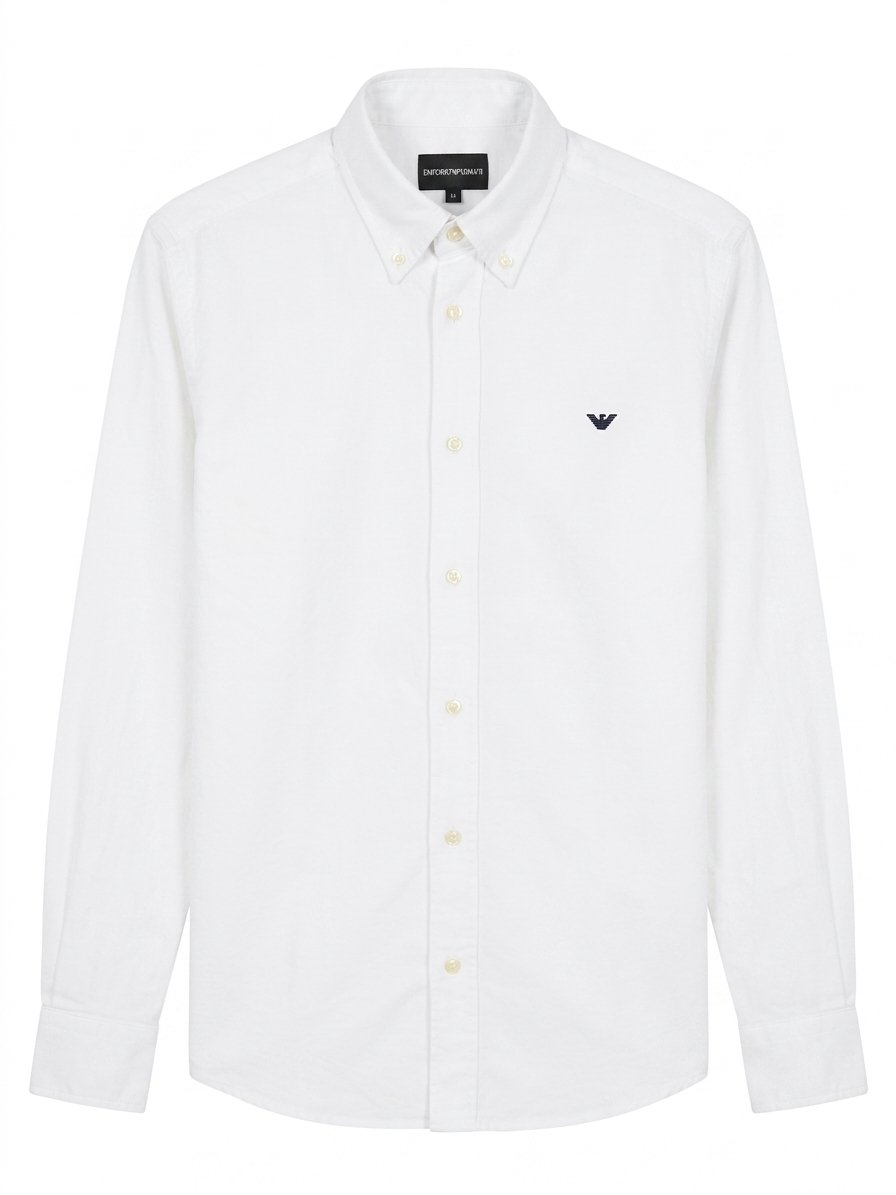 Emporio Armani logo-embroidered button-down shirt - Urban store