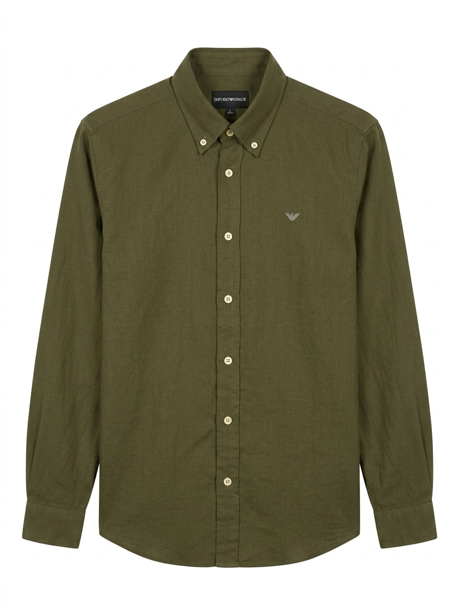 Emporio Armani logo-embroidered button-down shirt - Urban store