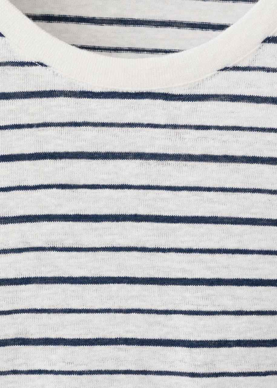 MANGO STRIPED SLIM-FIT LINEN T-SHIRT