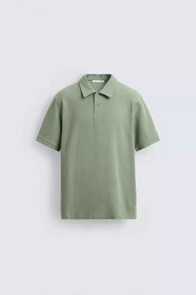 ZARA REGULAR FIT TEXTURED POLO SHIRT