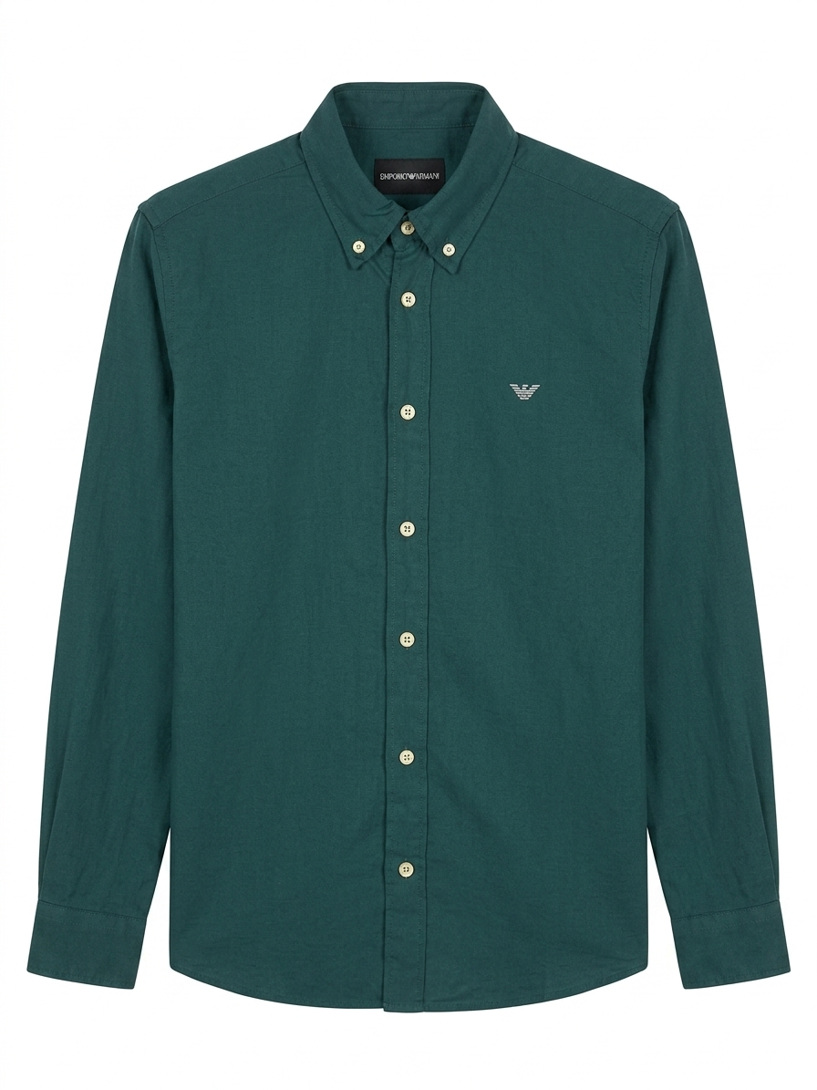 Emporio Armani logo-embroidered button-down shirt - Urban store