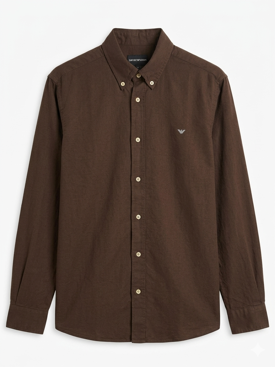 Emporio Armani logo-embroidered button-down shirt - Urban store