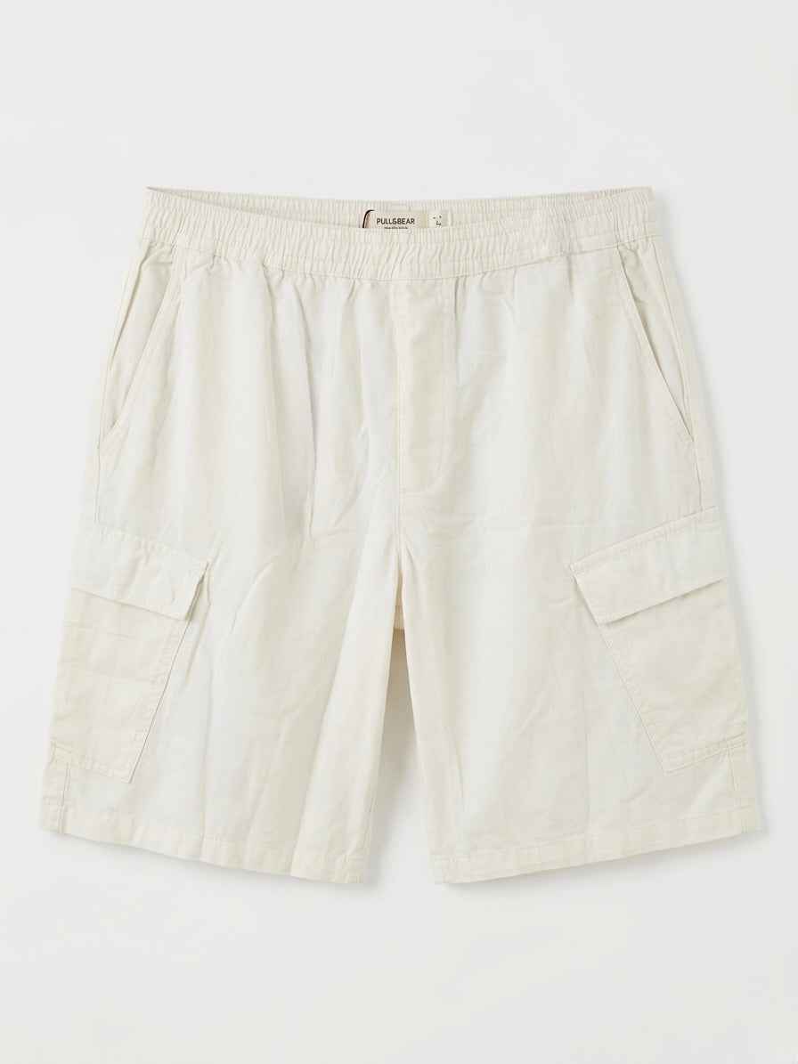 PULL&BEAR RELAXED FIT LINEN SHORTS