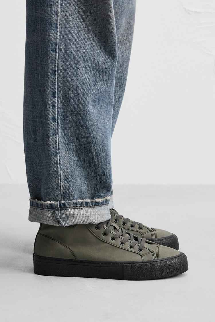 ZARA HIGH-TOP TRAINERS WITH TOPSTITCHING