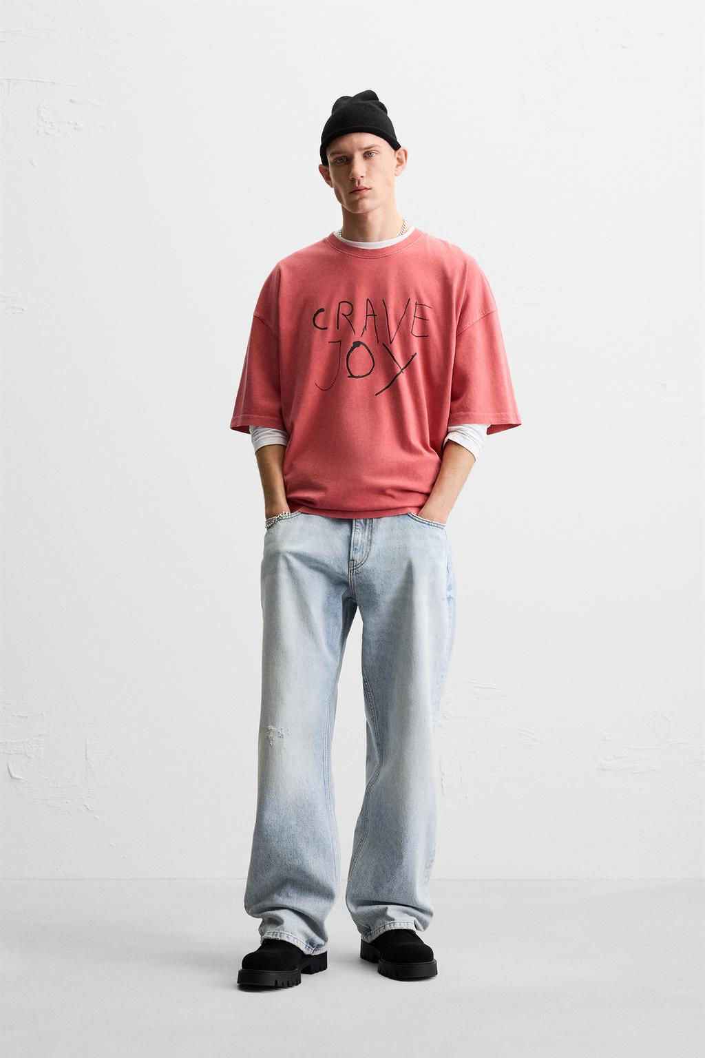 ZARA CONTRAST WITH PATH T-shirt