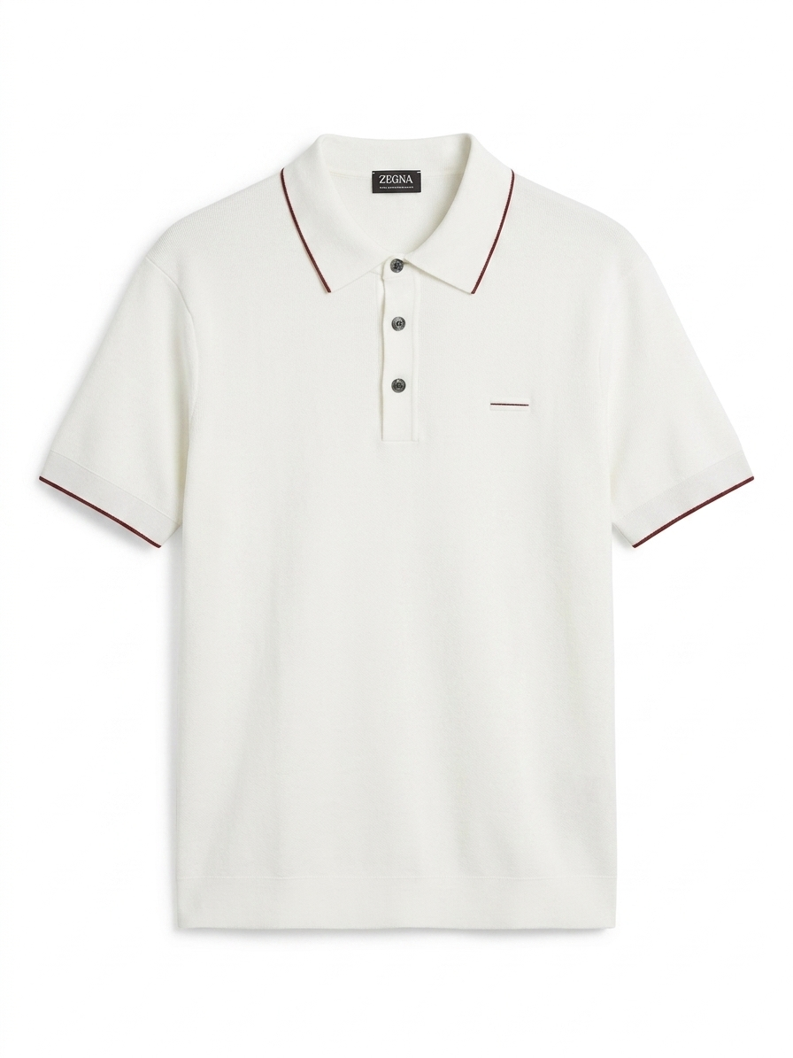 ZEGNA WOVEN POLO WITH BUTTON T-SHIRT - Urban store