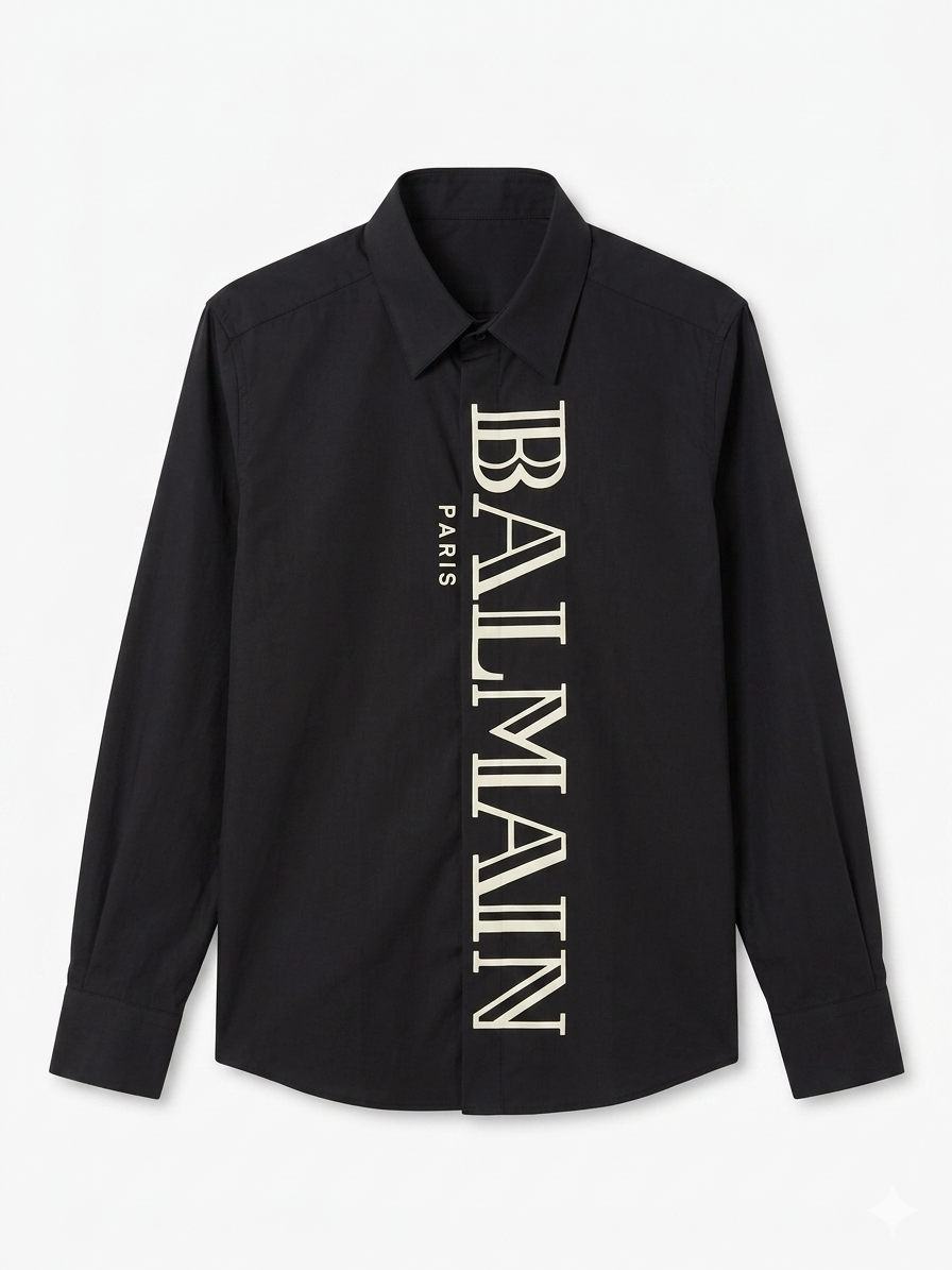 BALMAIN PARIS RUBBER LOGO SHIRT