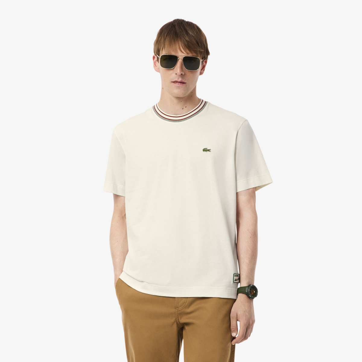 LACOSTE French Made Stripe Neck T-shirt