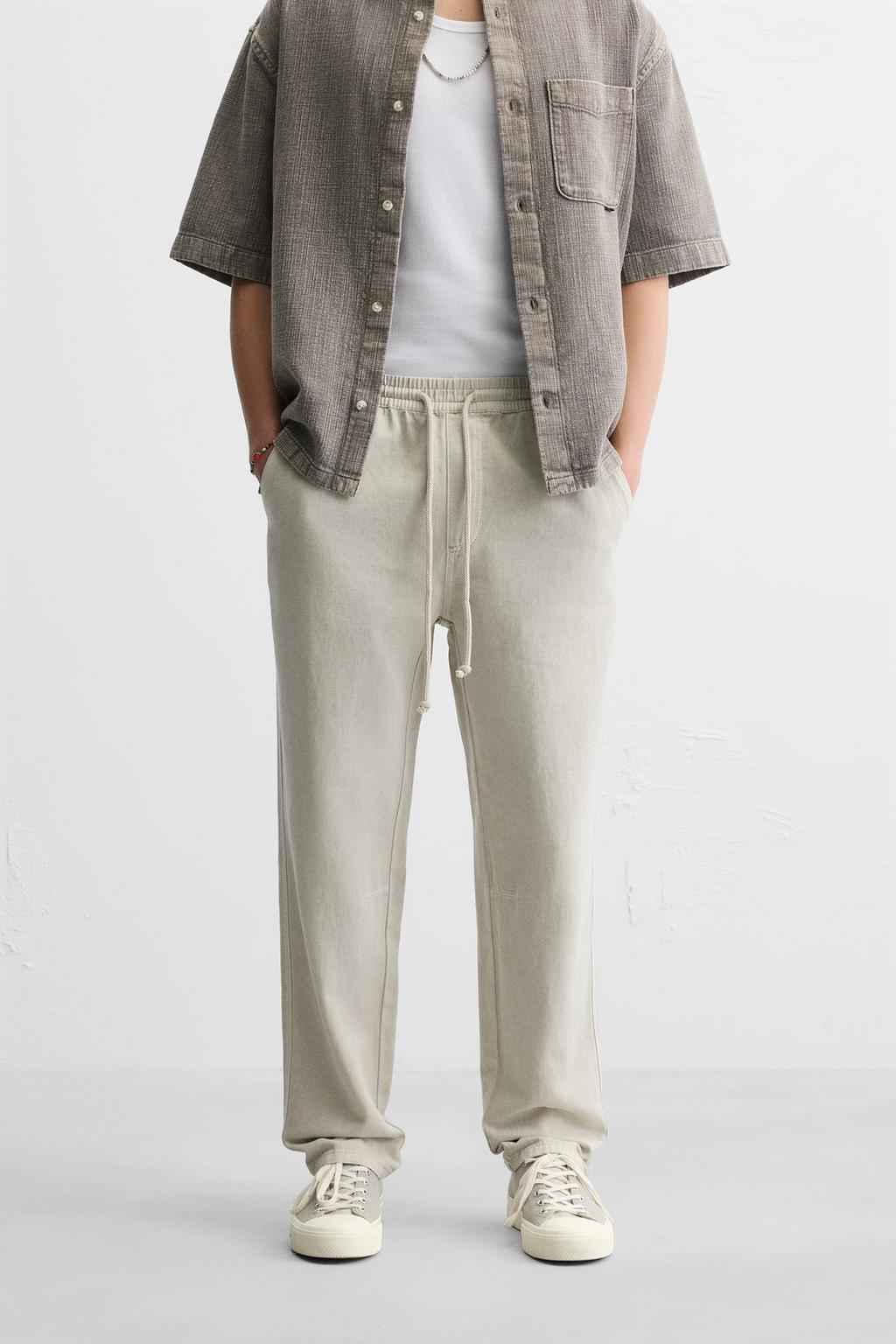 ZARA WASHED JOGGER WAIST TROUSERS