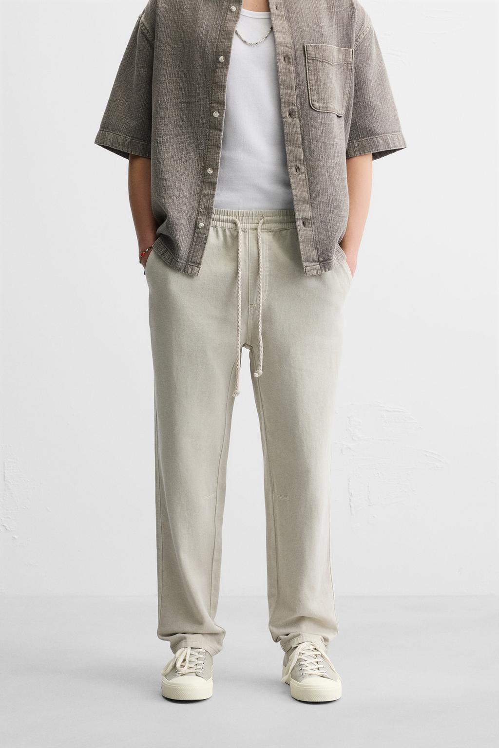 ZARA WASHED JOGGER WAIST TROUSERS