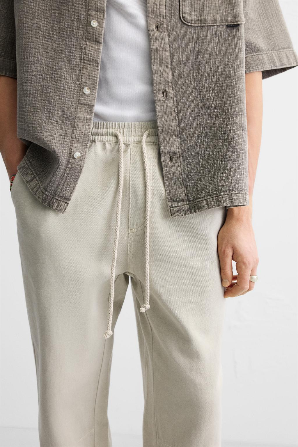 ZARA WASHED JOGGER WAIST TROUSERS