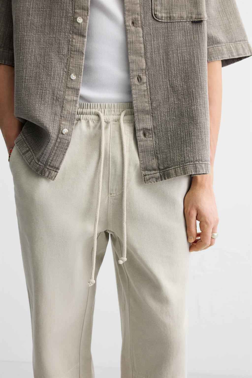 ZARA WASHED JOGGER WAIST TROUSERS