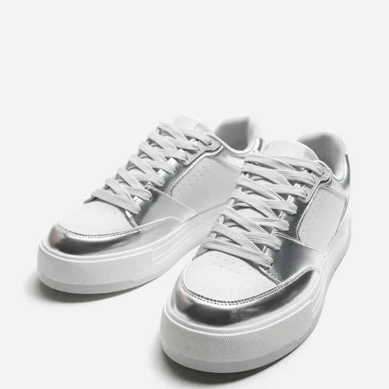 ZARA METTALIC LEATHER SNEAKERS