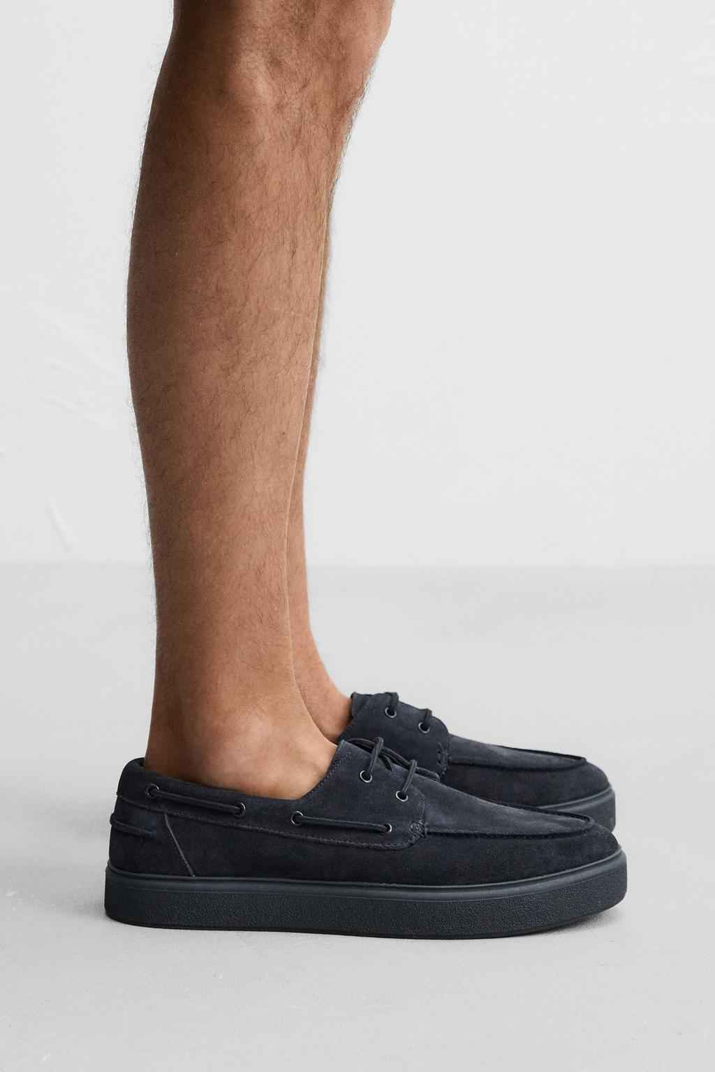 ZARA CASUAL LEATHER DECK SHOES