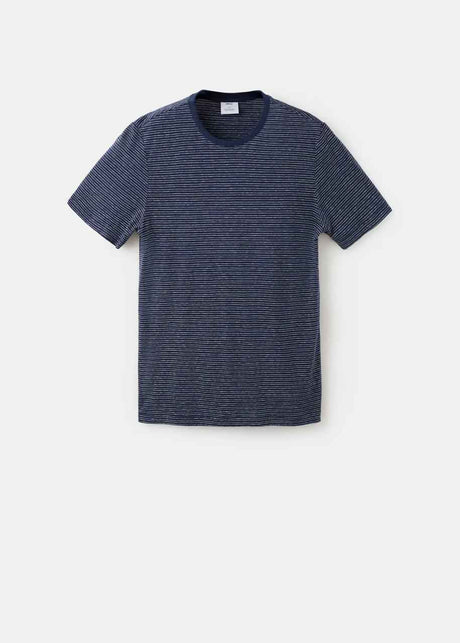 MANGO STRIPED SLIM-FIT LINEN T-SHIRT