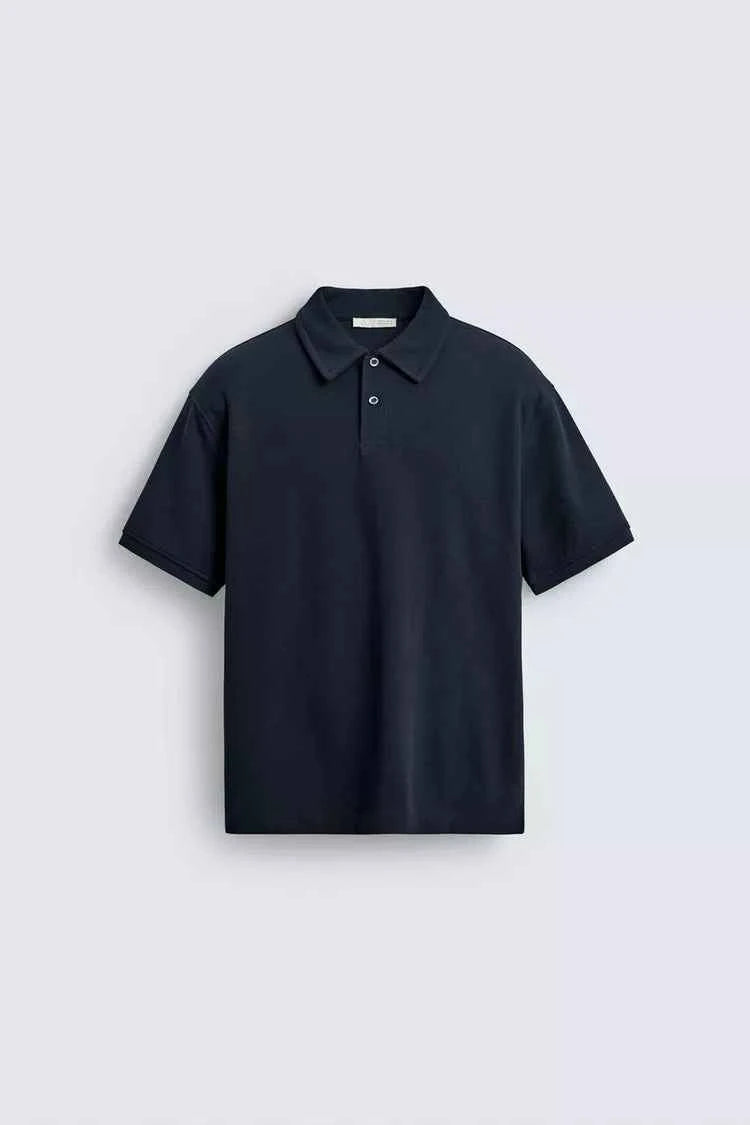 ZARA REGULAR FIT TEXTURED POLO SHIRT