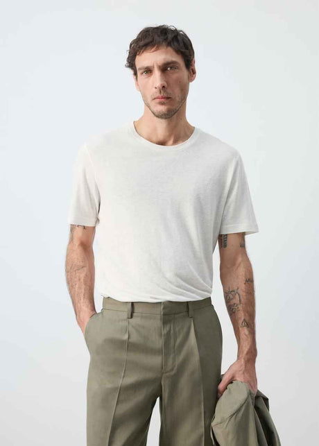 MANGO SLIM-FIT LINEN T-SHIRT