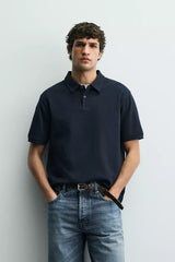 ZARA REGULAR FIT TEXTURED POLO SHIRT