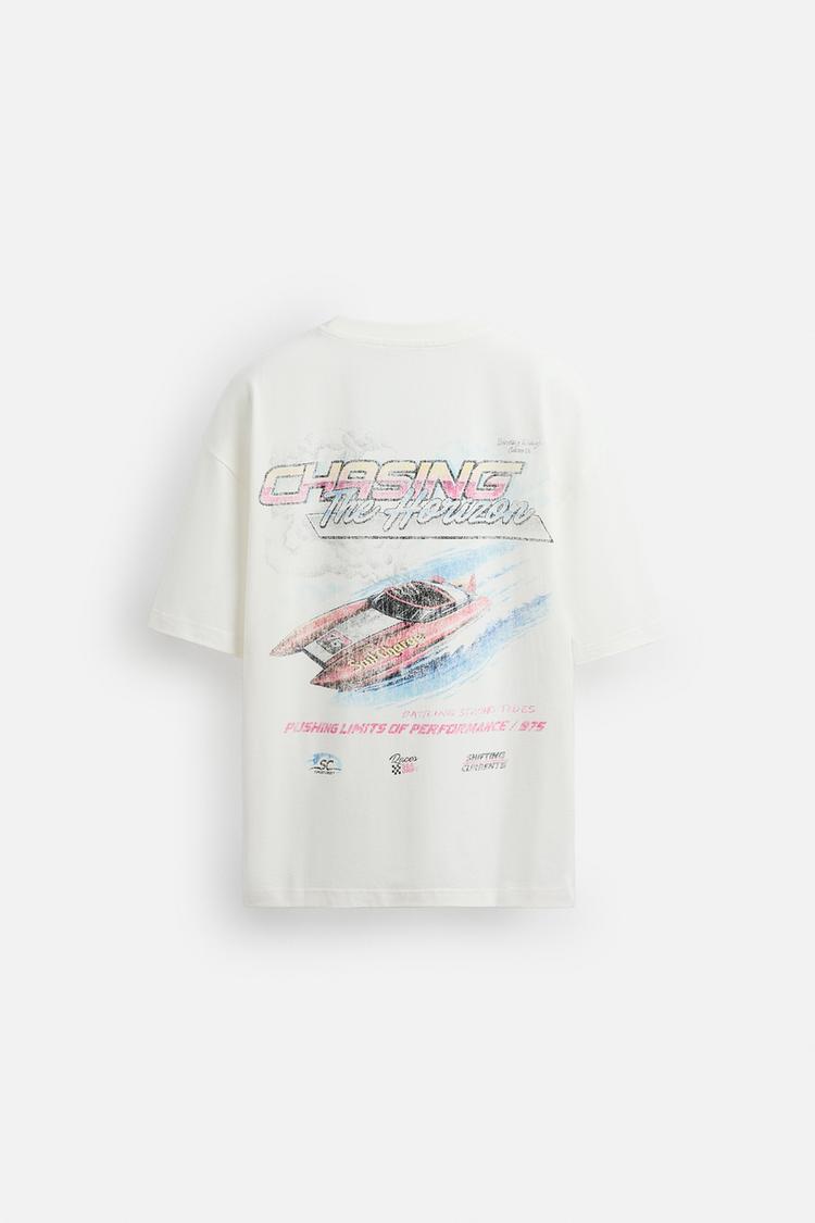 ZARA RACING WASHED PRINT TSHIRT