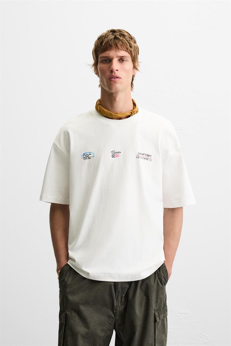 ZARA RACING WASHED PRINT TSHIRT