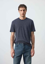 MANGO STRIPED SLIM-FIT LINEN T-SHIRT