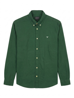 Emporio Armani logo-embroidered button-down shirt - Urban store