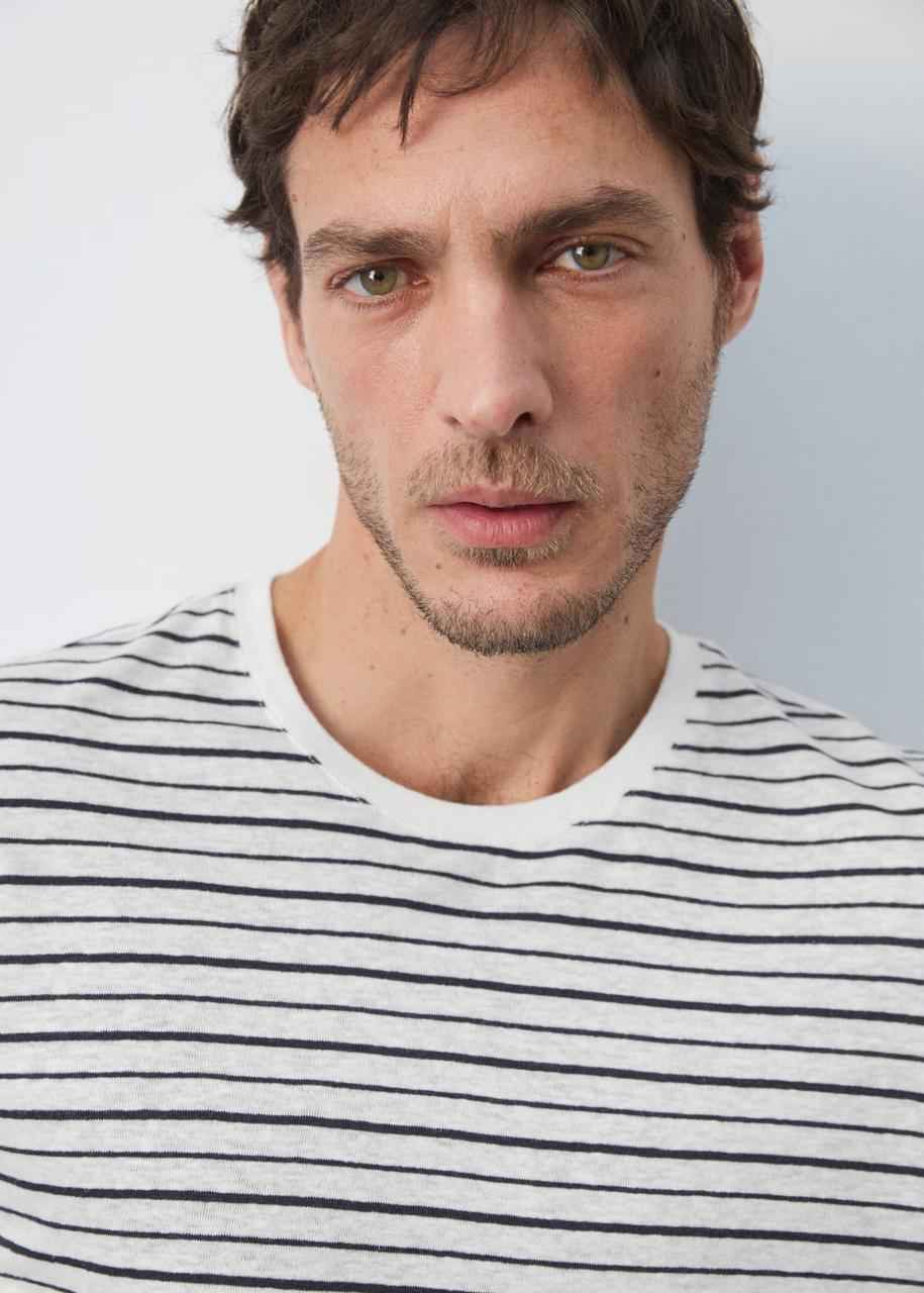 MANGO STRIPED SLIM-FIT LINEN T-SHIRT