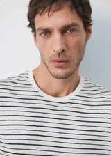 MANGO STRIPED SLIM-FIT LINEN T-SHIRT