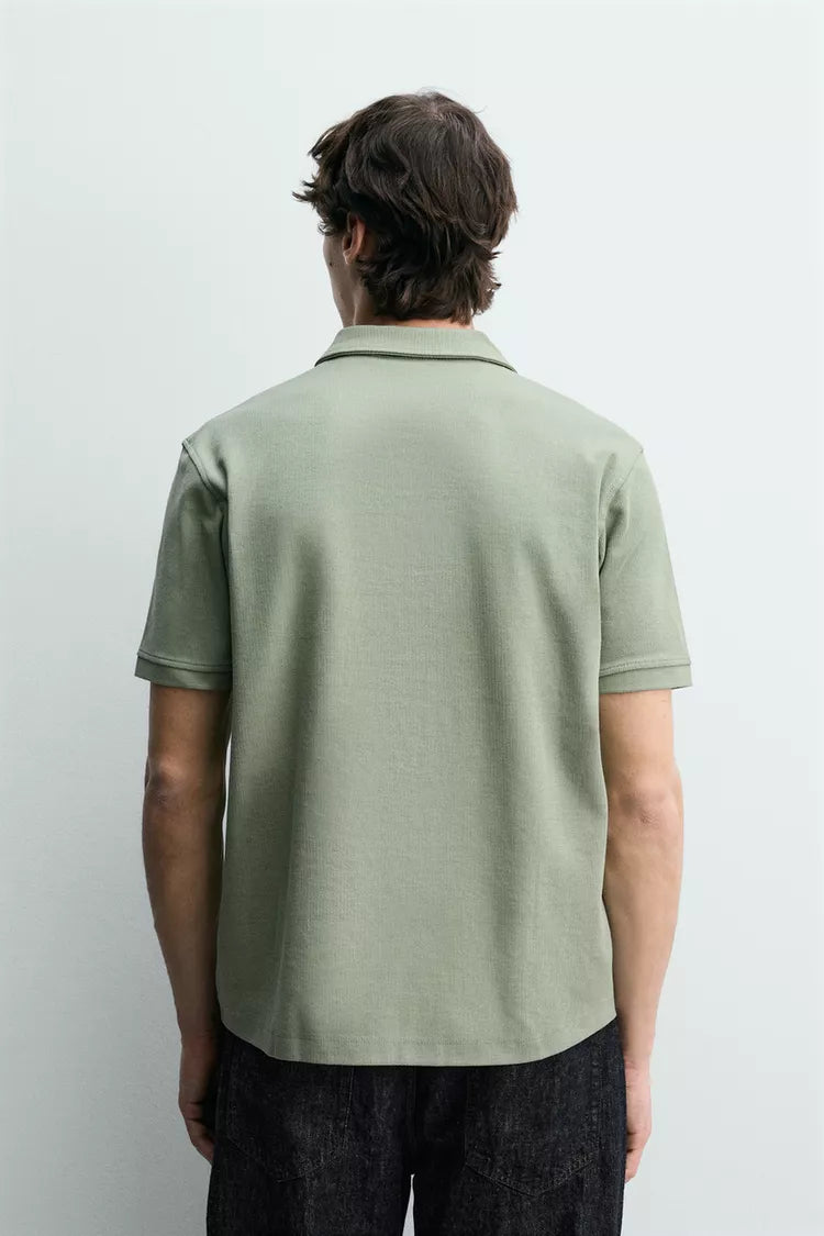 ZARA REGULAR FIT TEXTURED POLO SHIRT