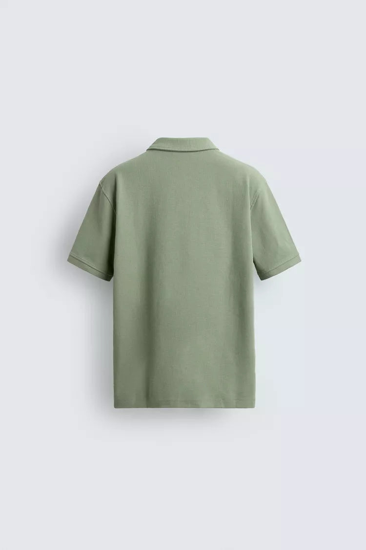 ZARA REGULAR FIT TEXTURED POLO SHIRT