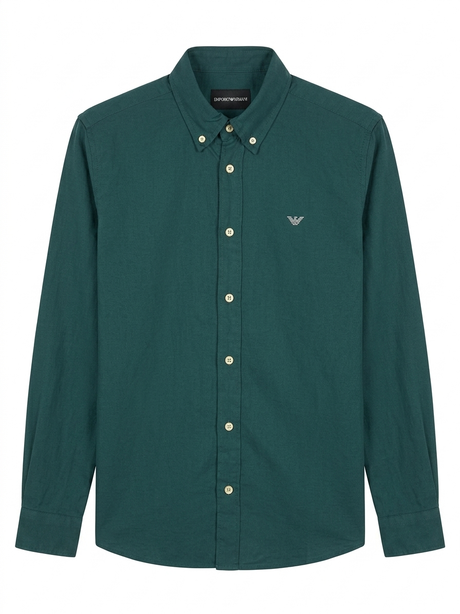 Emporio Armani logo-embroidered button-down shirt - Urban store