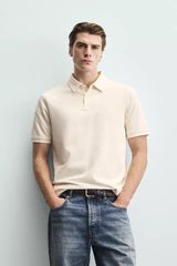 ZARA REGULAR FIT TEXTURED POLO SHIRT
