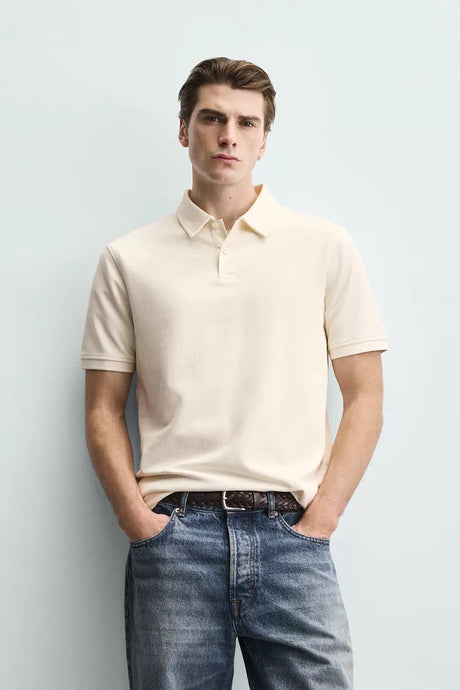ZARA REGULAR FIT TEXTURED POLO SHIRT