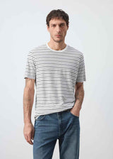MANGO STRIPED SLIM-FIT LINEN T-SHIRT