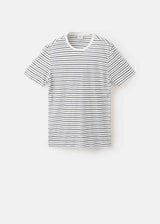 MANGO STRIPED SLIM-FIT LINEN T-SHIRT