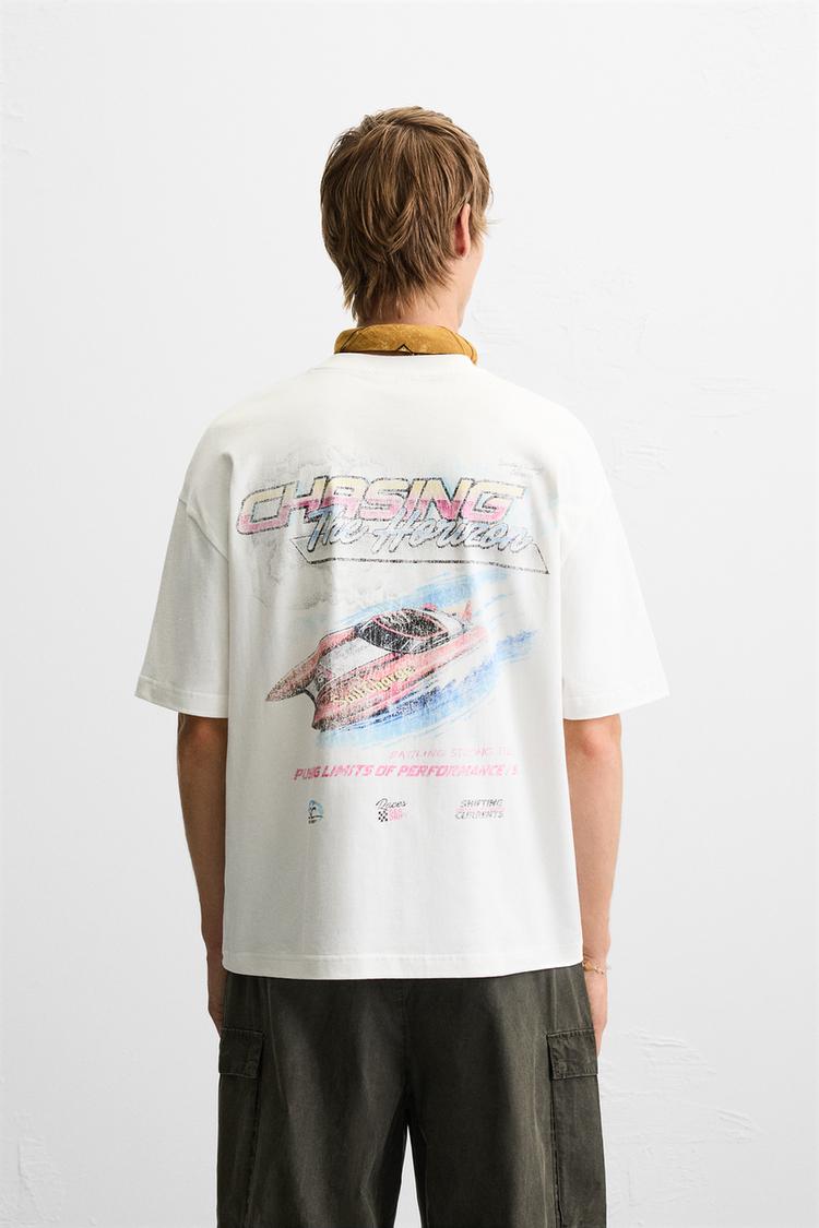 ZARA RACING WASHED PRINT TSHIRT