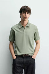 ZARA REGULAR FIT TEXTURED POLO SHIRT