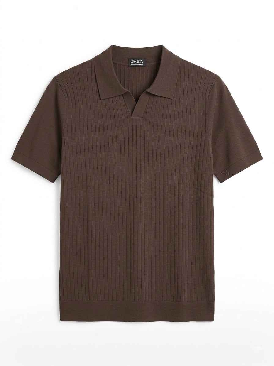 ZEGNA WOVEN POLO T-SHIRT