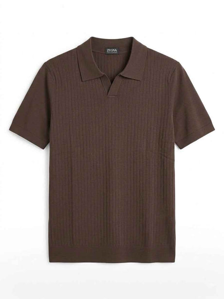 ZEGNA WOVEN POLO T-SHIRT
