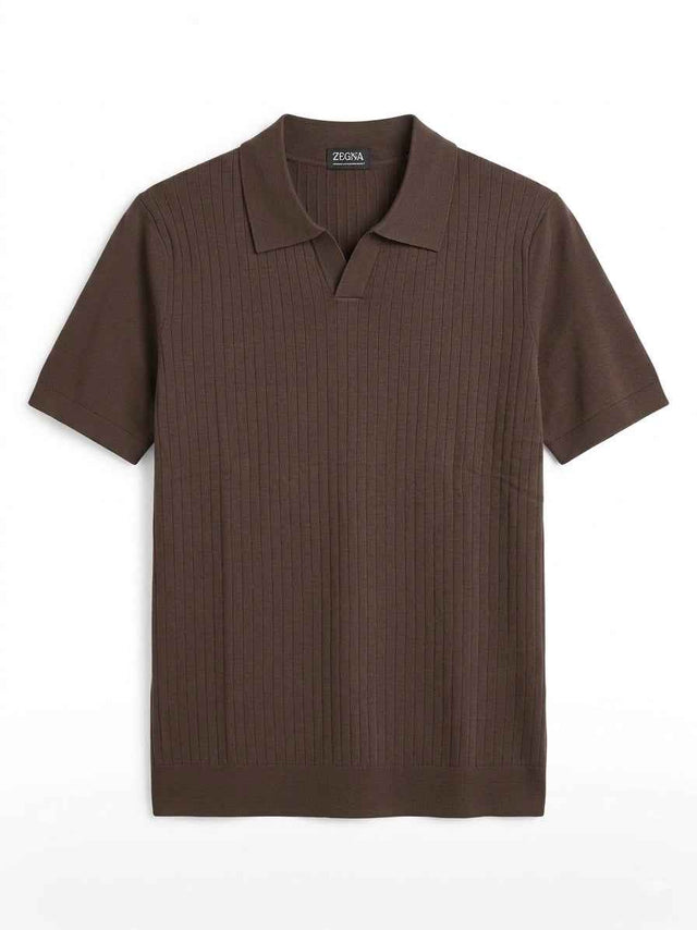 ZEGNA WOVEN POLO T-SHIRT