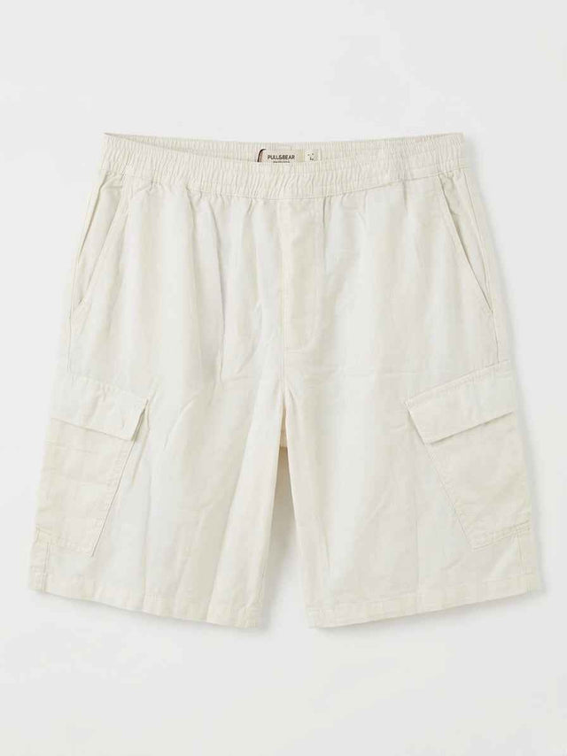 PULL&BEAR RELAXED FIT LINEN SHORTS