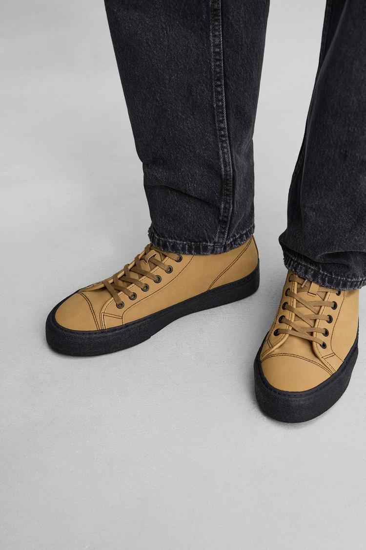 ZARA HIGH-TOP TRAINERS WITH TOPSTITCHING