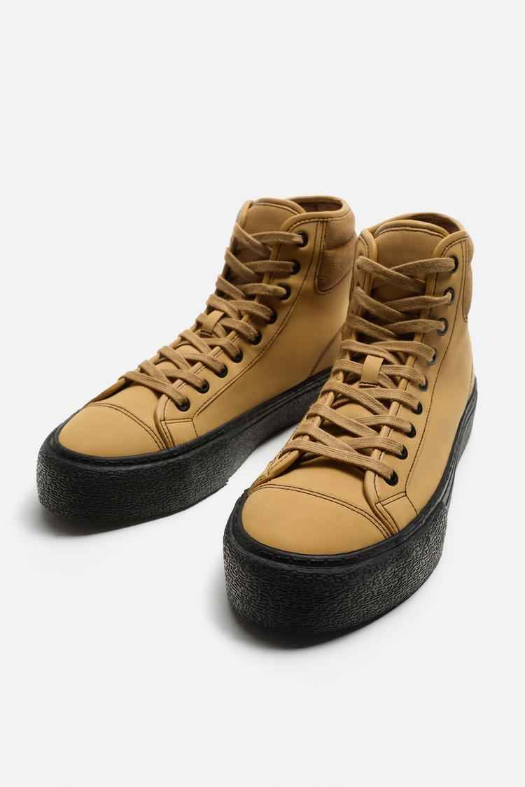ZARA HIGH-TOP TRAINERS WITH TOPSTITCHING