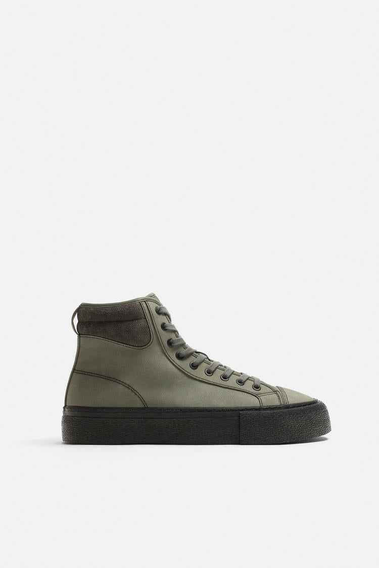 ZARA HIGH-TOP TRAINERS WITH TOPSTITCHING