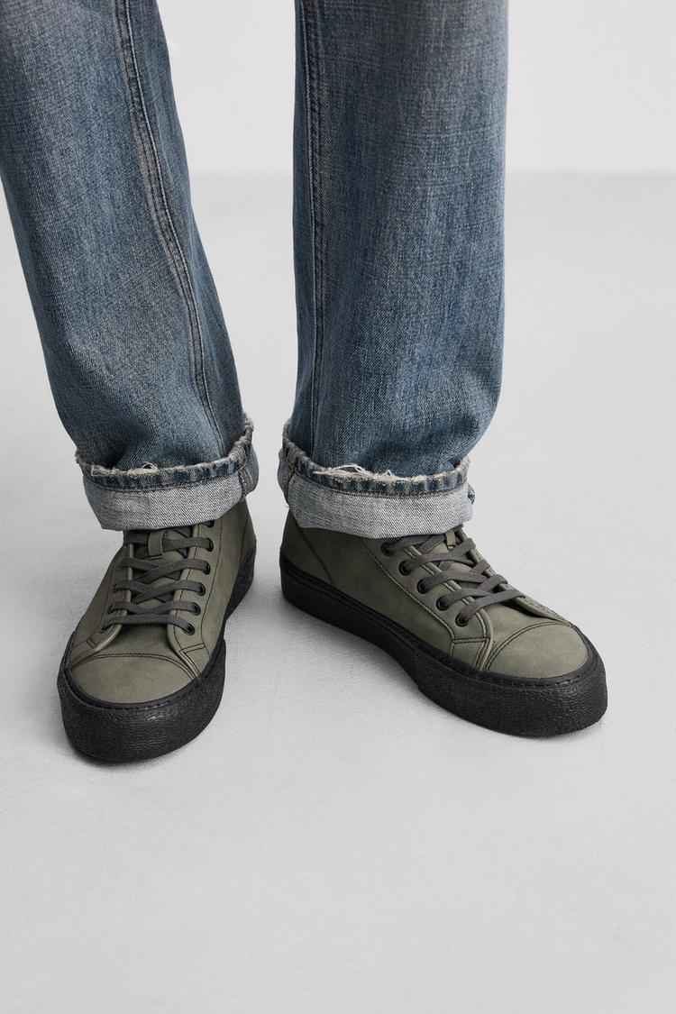 ZARA HIGH-TOP TRAINERS WITH TOPSTITCHING