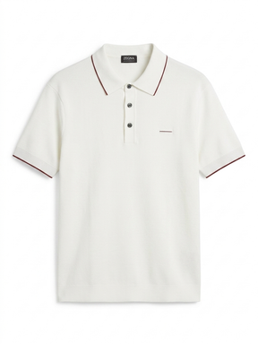ZEGNA WOVEN POLO WITH BUTTON T-SHIRT - Urban store