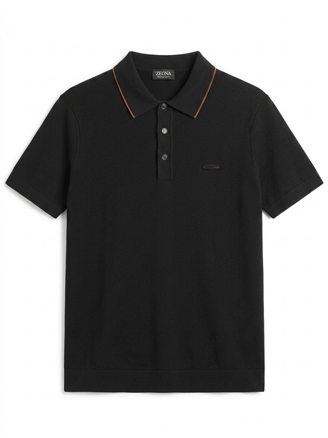ZEGNA WOVEN POLO WITH BUTTON T-SHIRT - Urban store