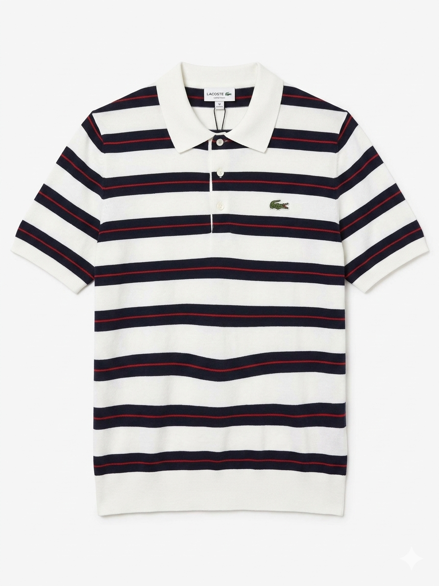 LACOSTE STRIPED FINE KNIT T-shirt