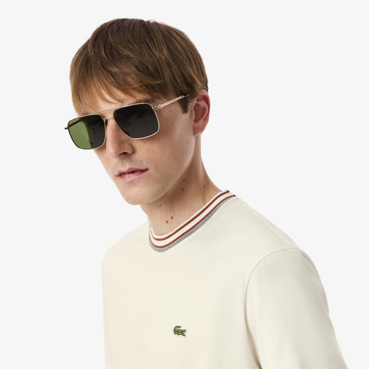 LACOSTE French Made Stripe Neck T-shirt